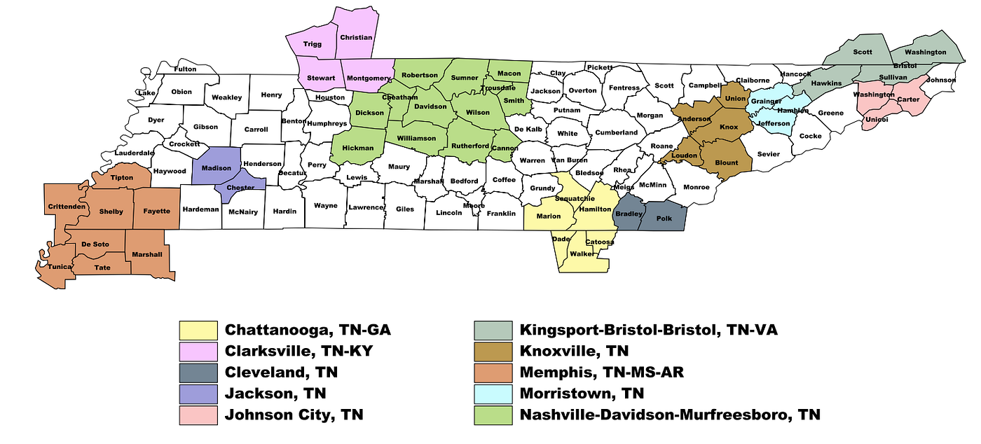 Tennessee Metropolitan Statistical Areas