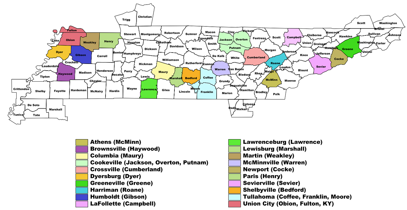 Tennessee Micropolitan Statistical Areas