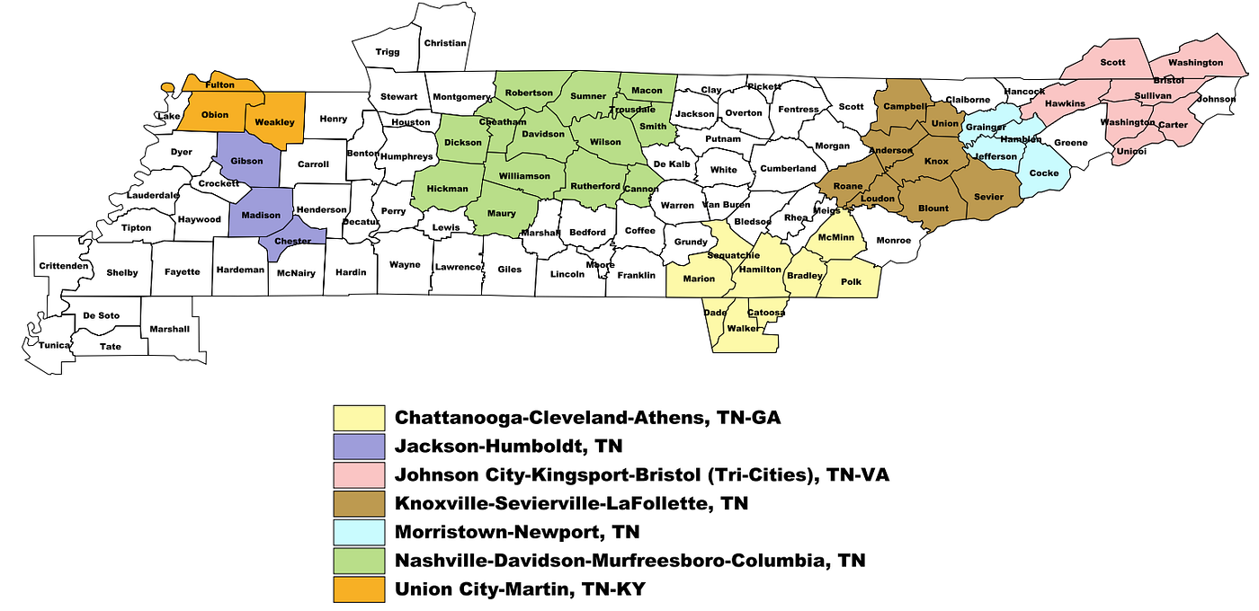 Tennessee Combined Statistical Areas