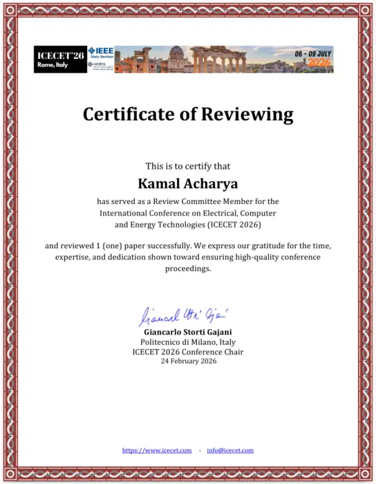 ICECET Reviewer Certificate