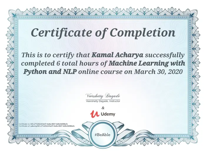 Udemy ML and NLP